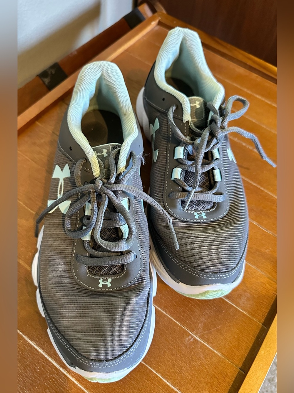Under Armour Gray Sneakers with Mint Accents